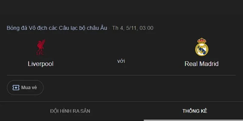 Tỷ số của trận đấu Liverpool vs Real Madrid 3h 05/11 là bao nhiêu?